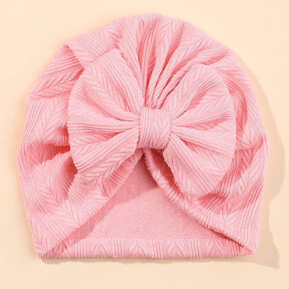 Geraffter Baby-Turban mit Schleife – Weiche Strickmütze für Neugeborene