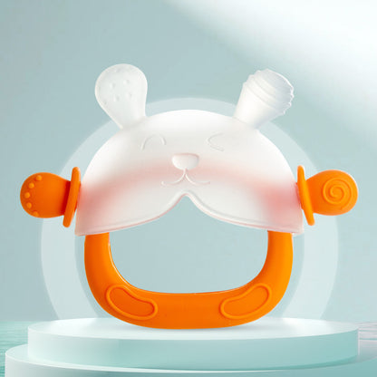 Hasen-Baby-Beißhandschuh – Weicher, BPA-freier Silikon-Beißring mit Anti-Fall-Handgelenkband (3–18 Monate)