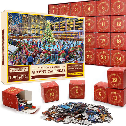 Weihnachts-Puzzle-Adventskalender – 24-Tage-Countdown-Set mit 1008 Teilen