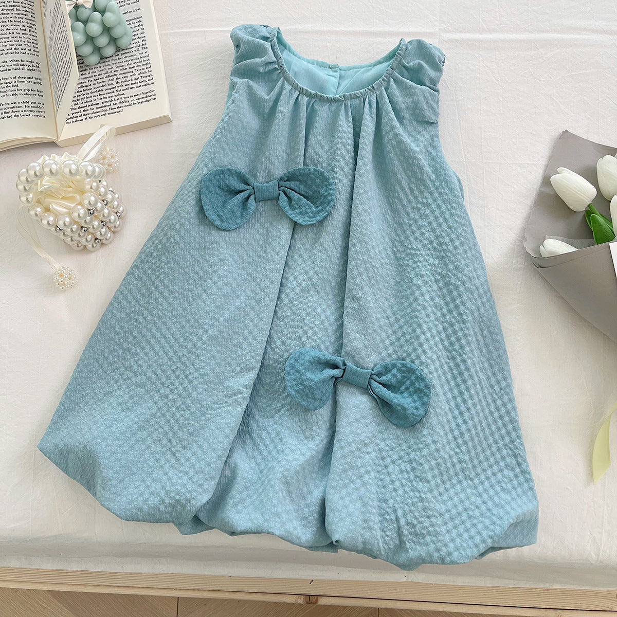 Trendiges 2-teiliges Mädchen-Set – Grünes Outfit mit Schleifen-Details