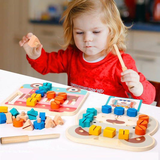 Montessori Farbenschrauben Bärenplatte für Kleine Handwerker