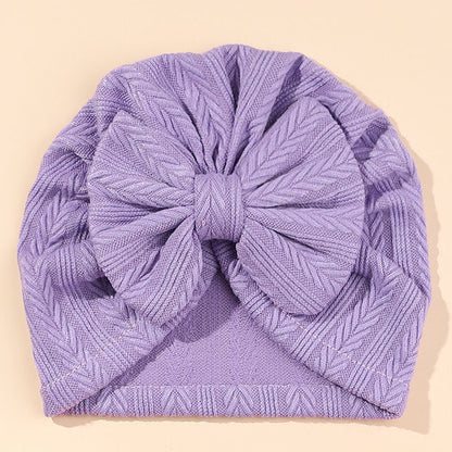 Geraffter Baby-Turban mit Schleife – Weiche Strickmütze für Neugeborene