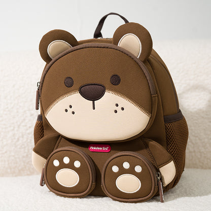 Kinder-Rucksack mit Cartoon-Tiermotiv – Leichter Schulrucksack mit mehreren Fächern