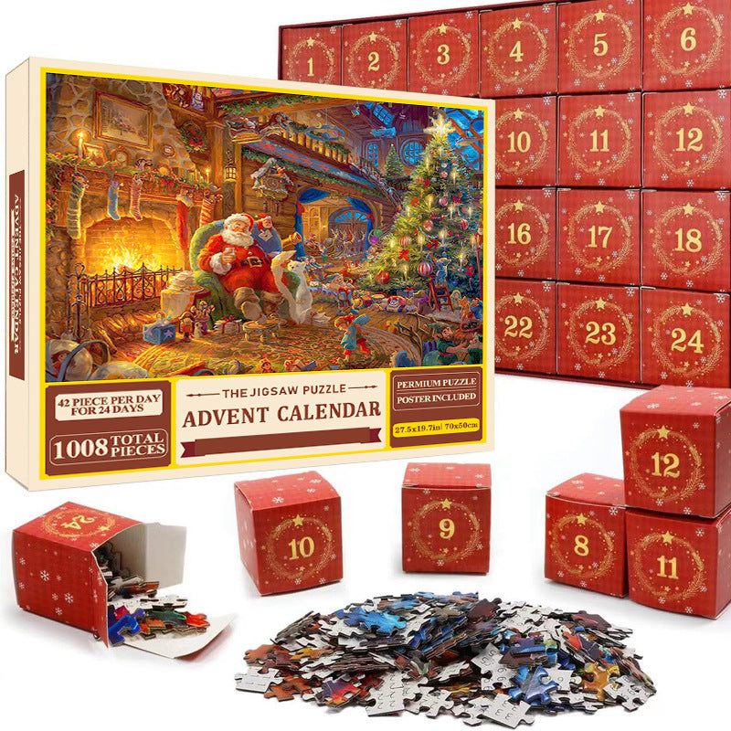 Weihnachts-Puzzle-Adventskalender – 24-Tage-Countdown-Set mit 1008 Teilen