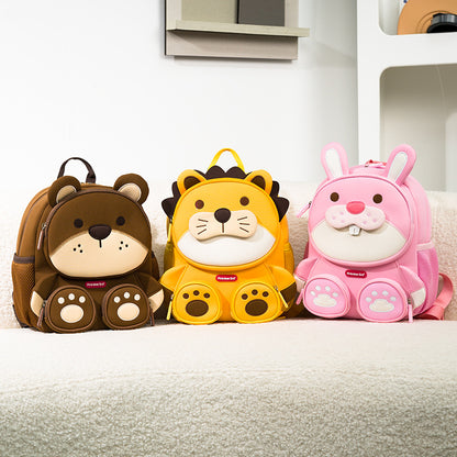 Kinder-Rucksack mit Cartoon-Tiermotiv – Leichter Schulrucksack mit mehreren Fächern