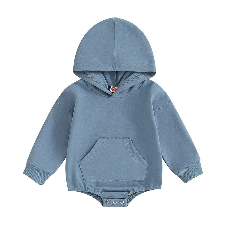 Baby-Strampler mit Kapuze – Weicher Langarm-Einteiler mit Fronttasche