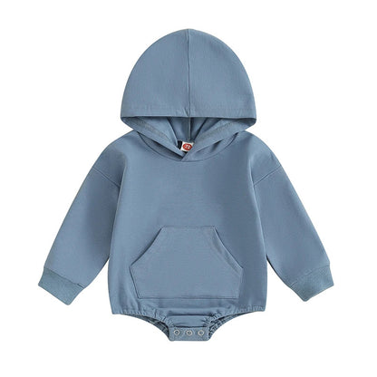 Baby-Strampler mit Kapuze – Weicher Langarm-Einteiler mit Fronttasche