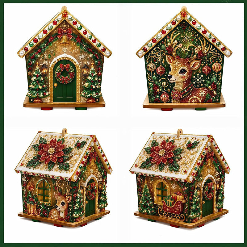 DIY-3D-Lebkuchenhaus-Puzzle aus Holz & Diamond-Art-Set