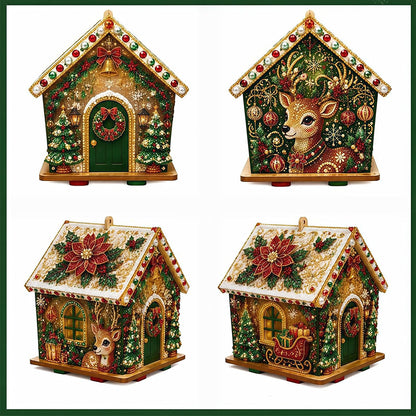 DIY-3D-Lebkuchenhaus-Puzzle aus Holz & Diamond-Art-Set