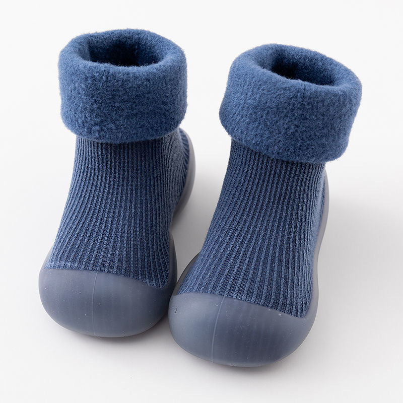 Warme Lauflern-Sockenschuhe für Babys mit weichen rutschfesten Sohlen