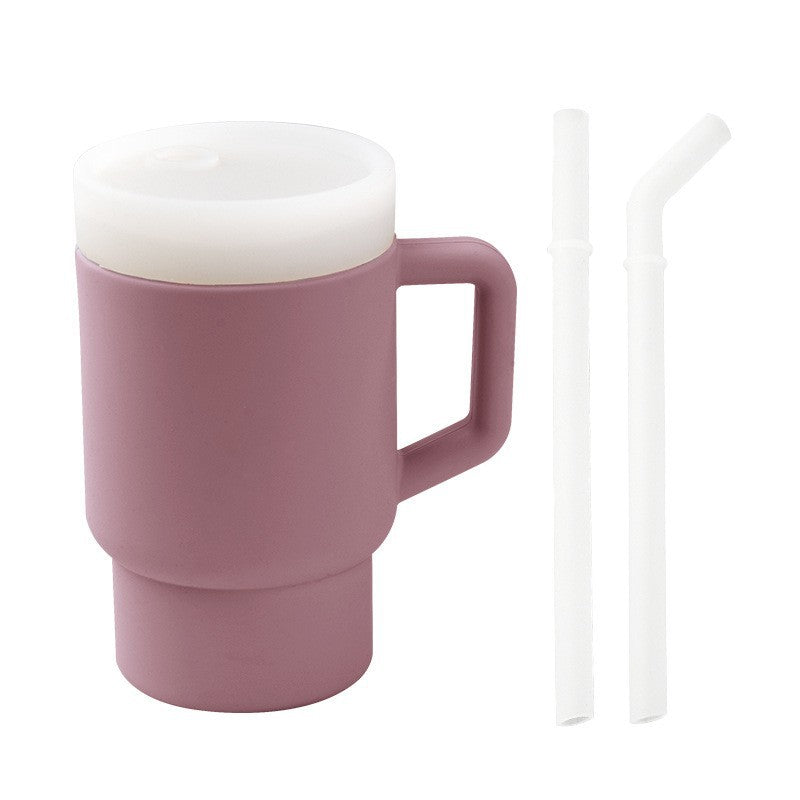 Auslaufsicherer Silikon-Trinkbecher mit Strohhalm für Kleinkinder
