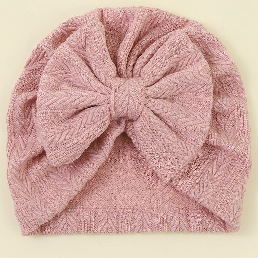 Geraffter Baby-Turban mit Schleife – Weiche Strickmütze für Neugeborene