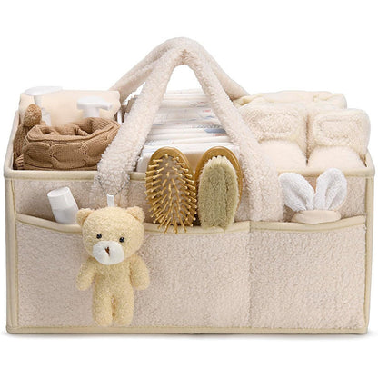 Plüschige Sherpa-Windel-Aufbewahrungsbox – Organizer-Korb fürs Kinderzimmer & den Wickeltisch