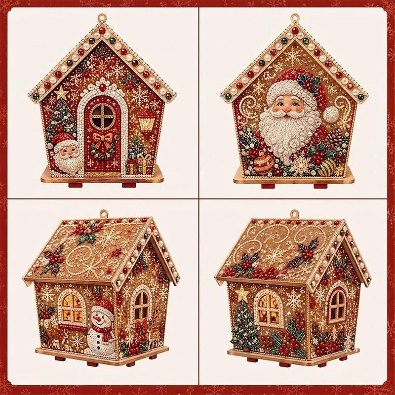 DIY-3D-Lebkuchenhaus-Puzzle aus Holz & Diamond-Art-Set