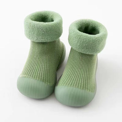 Warme Lauflern-Sockenschuhe für Babys mit weichen rutschfesten Sohlen
