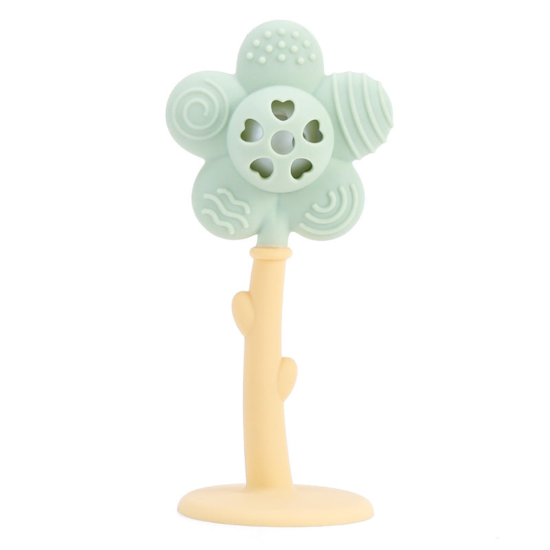 2-in-1 Sonnenblumen-Beißring & Rassel für Babys mit Saugnapfbasis