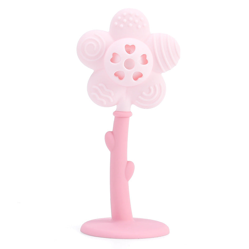 2-in-1 Sonnenblumen-Beißring & Rassel für Babys mit Saugnapfbasis