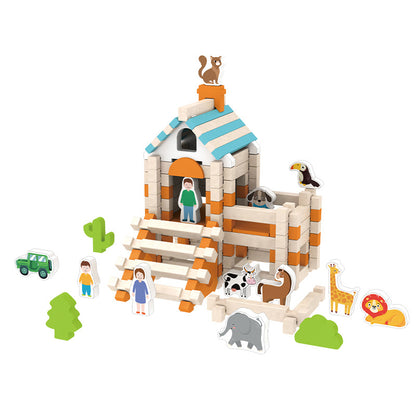 Montessori Holz-Baustein Set – Natürliches Stapel- und Konstruktionsspielzeug