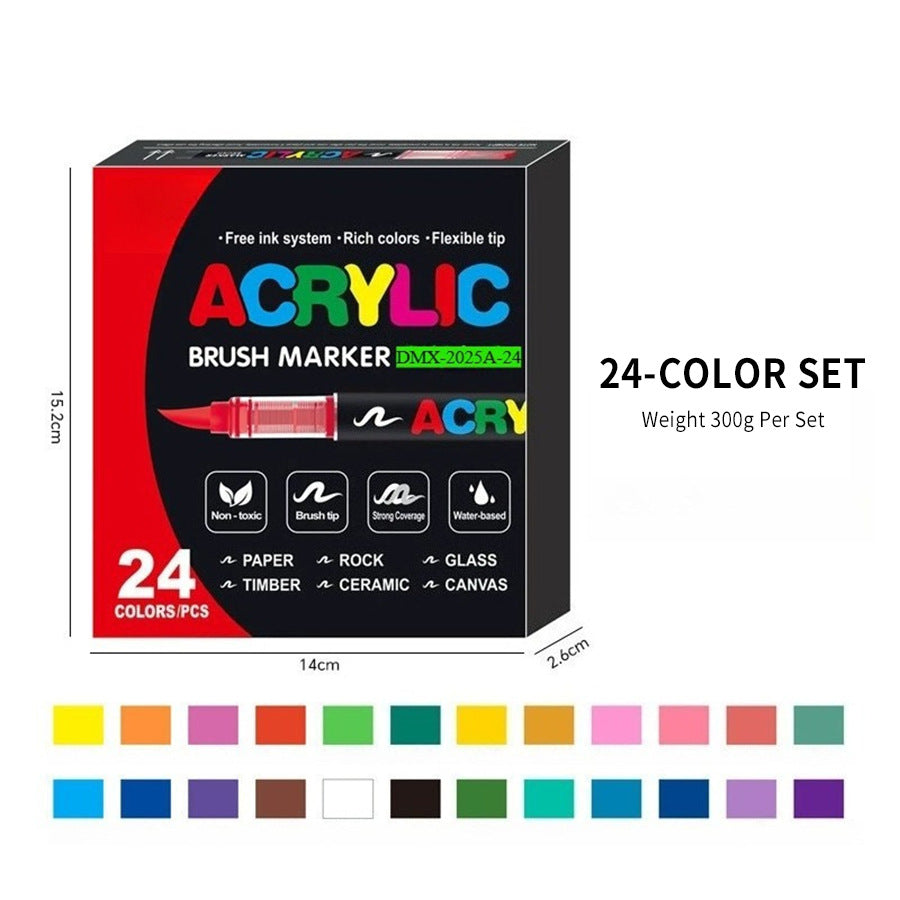 Acryl-Farbmarker-Set mit Doppelspitze – Fein- & Pinselspitze