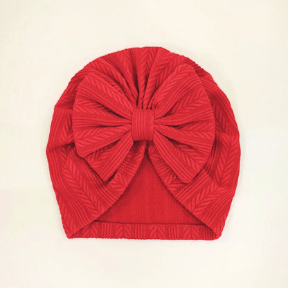 Geraffter Baby-Turban mit Schleife – Weiche Strickmütze für Neugeborene