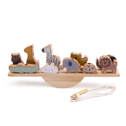 Montessori Balance-Wippe mit Holzsteinen