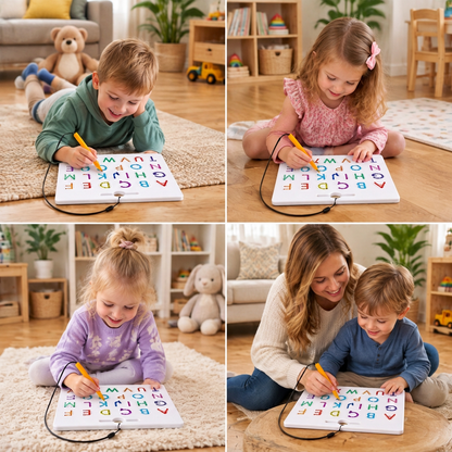 2-in-1 Magnetische Buchstaben-Nachfahrtafel zum Üben von Groß- & Kleinbuchstaben