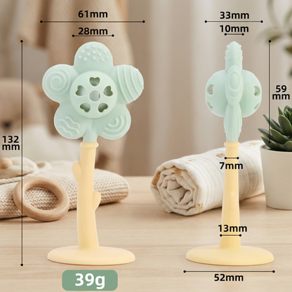 Blumen-Beißring & Rassel – Sanftes Zahnungsspielzeug aus lebensmittelechtem Silikon