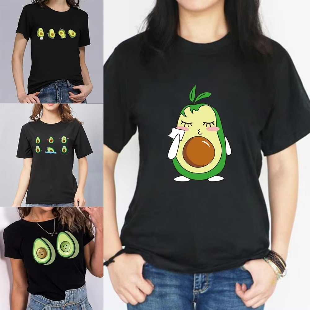Familien-Matching Avocado T-Shirt – Schwarz