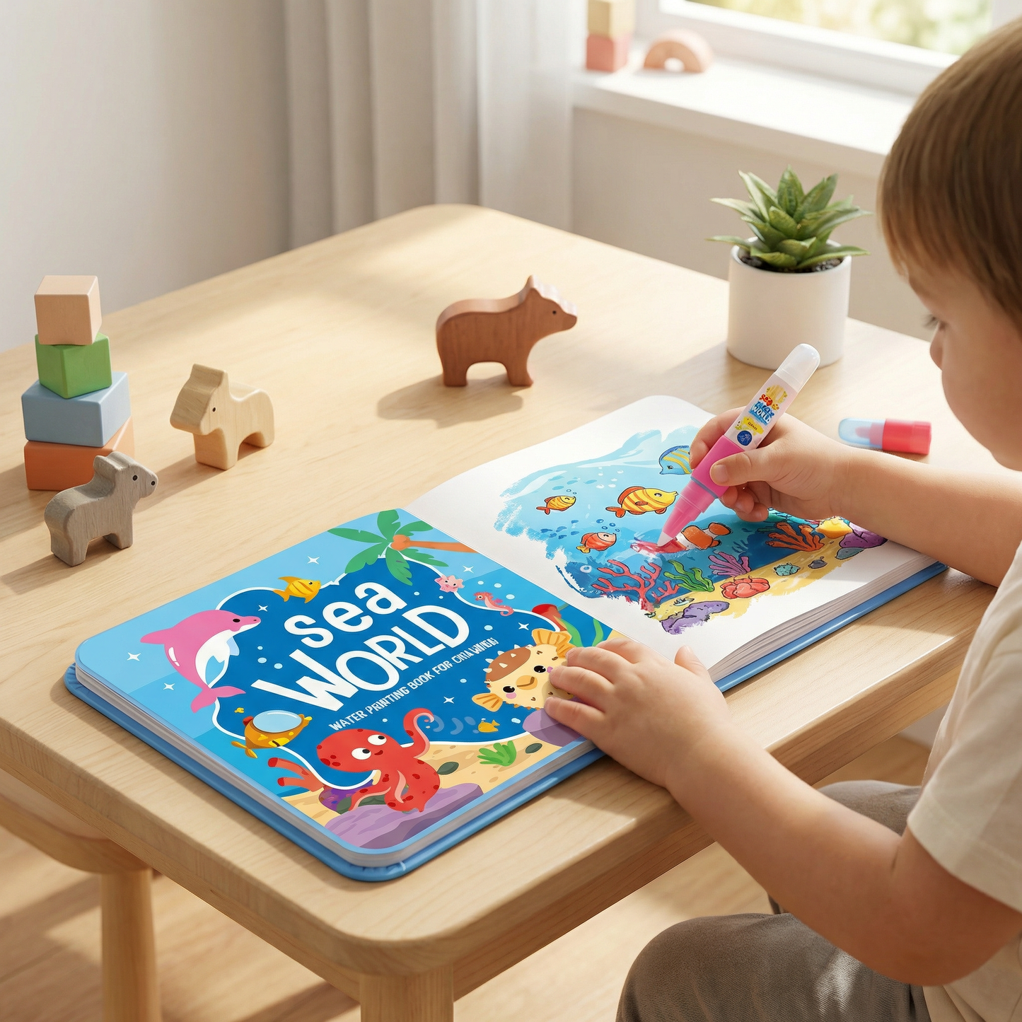 Magisches Wasser-Malbuch – Wiederverwendbares Kleckerfreies Malbuch für Kinder