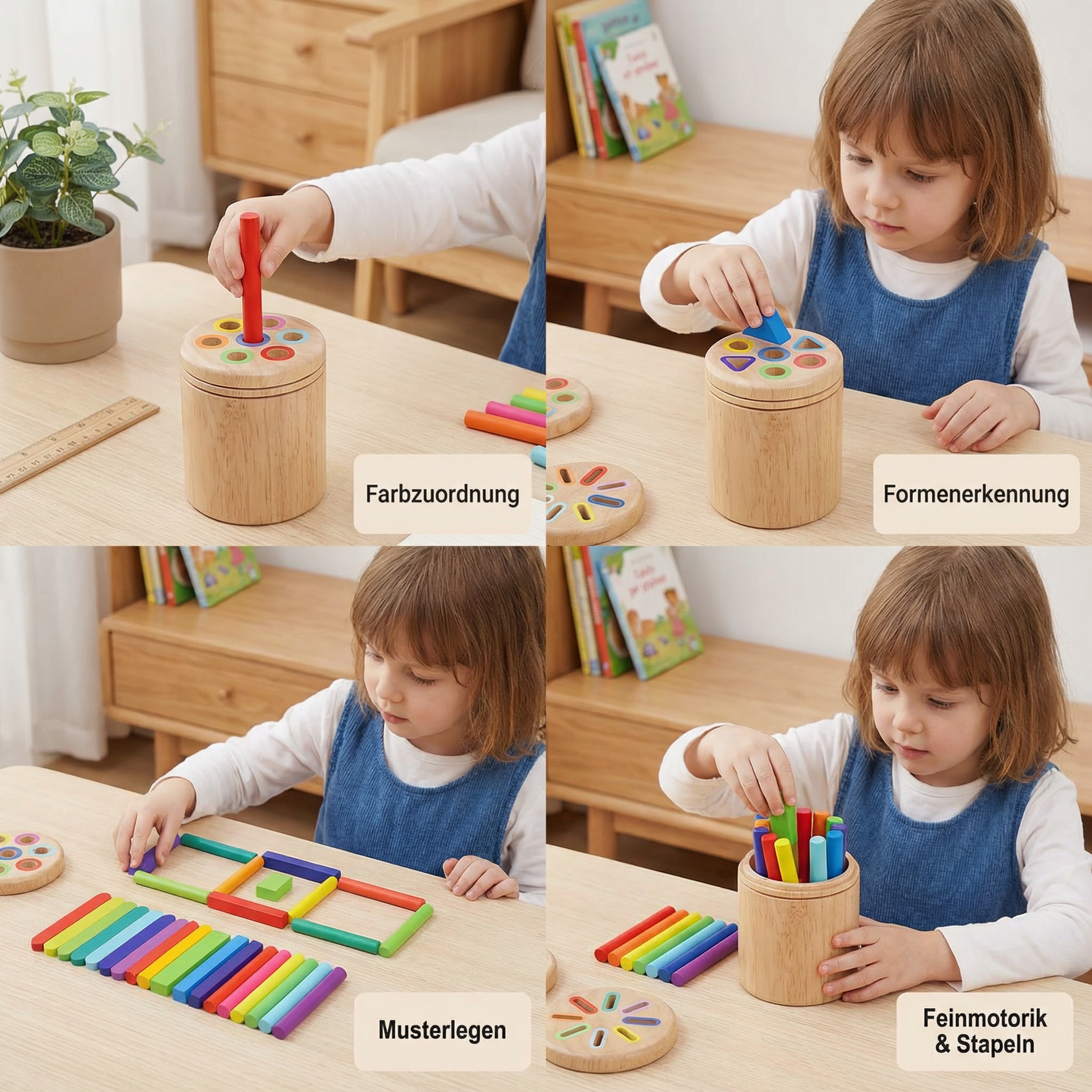 Montessori Farb- & Formen Sortierspiel aus Holz – Lernspiel für Feinmotorik & Sinnesförderung