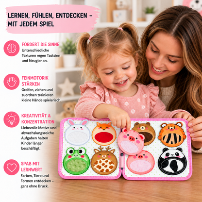 Montessori-Tast- & Fühl-Sensorik-Busy-Book für Kleinkinder