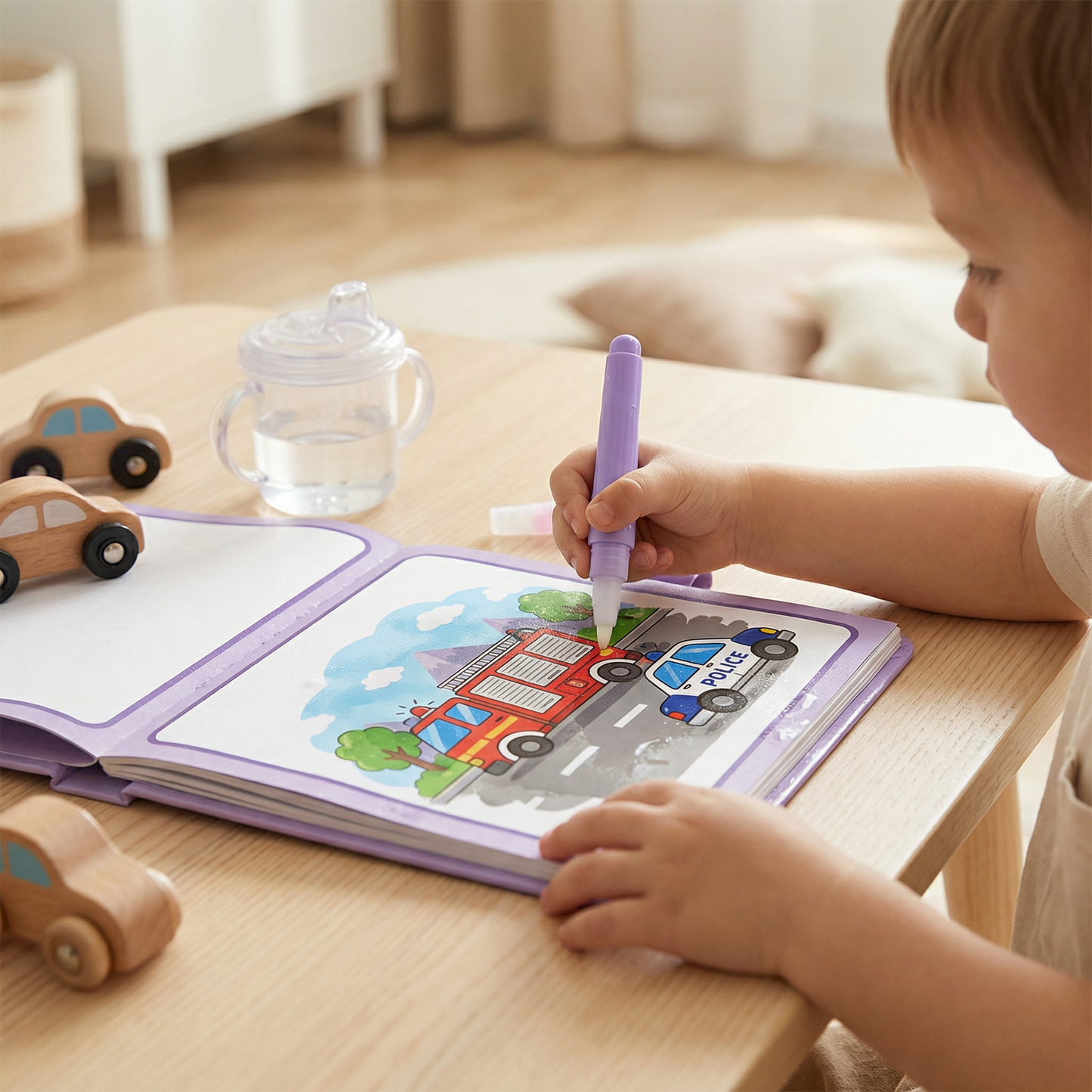 Magisches Wasser-Malbuch – Wiederverwendbares Kleckerfreies Malbuch für Kinder