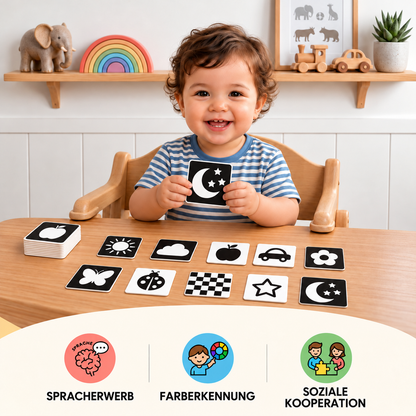Montessori Lernkarten für Babys – Visuelle Stimulation, Farberkennung & Sortierset