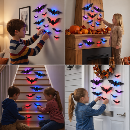 3D-LED-Halloween-Fledermaus-Wanddekoration mit Farbwechsel-Lichtern