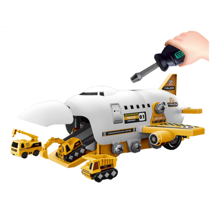 DIY-Spielset „Flugzeug-Transport-Lkw“ mit Baufahrzeugen