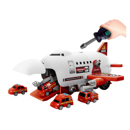 DIY-Spielset „Flugzeug-Transport-Lkw“ mit Baufahrzeugen