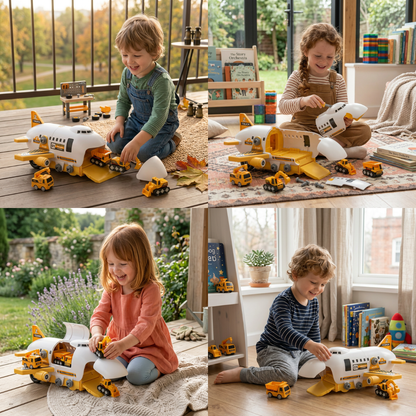 DIY-Spielset „Flugzeug-Transport-Lkw“ mit Baufahrzeugen