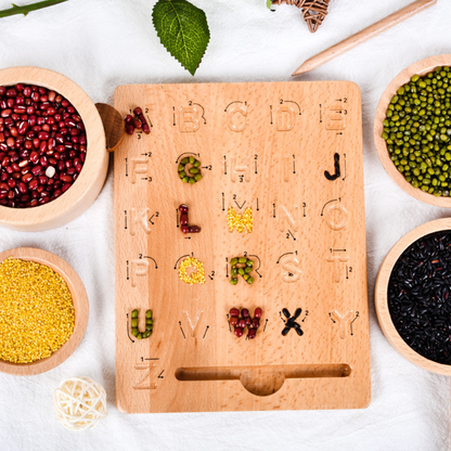 Buchstaben Tafel aus Holz zum Schreiben Lernen
