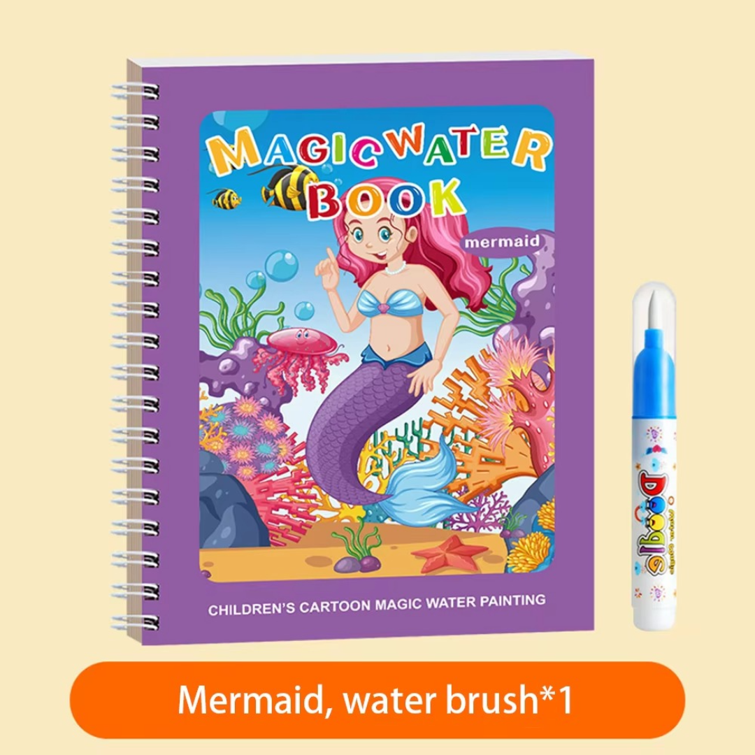 Magisches selbstlöschendes Wassermalbuch-Set für Kinder mit Wasserpinsel (6er set)
