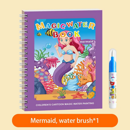 Magisches selbstlöschendes Wassermalbuch-Set für Kinder mit Wasserpinsel (6er set)