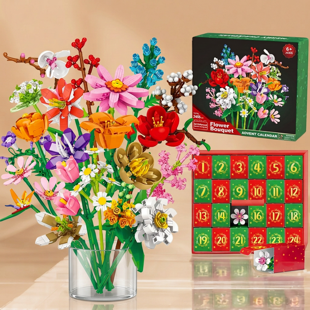 Weihnachts-Blumenstrauß-Baustein-Adventskalender