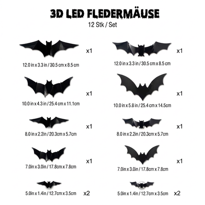 3D-LED-Halloween-Fledermaus-Wanddekoration mit Farbwechsel-Lichtern