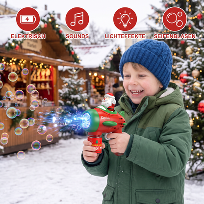 Elektrische Weihnachts-Seifenblasenpistole mit Licht & Sound für Kinder