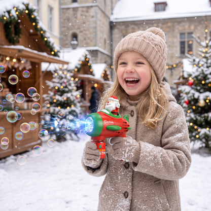 Elektrische Weihnachts-Seifenblasenpistole mit Licht & Sound für Kinder