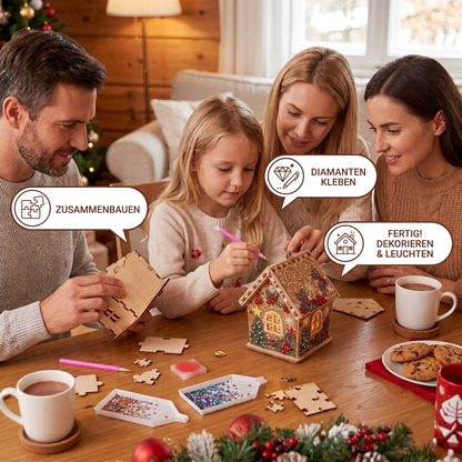 DIY-3D-Lebkuchenhaus-Puzzle aus Holz & Diamond-Art-Set