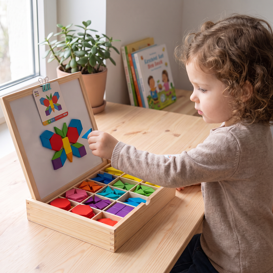 Magnetisches geometrisches Formenpuzzle aus Holz für Kinder