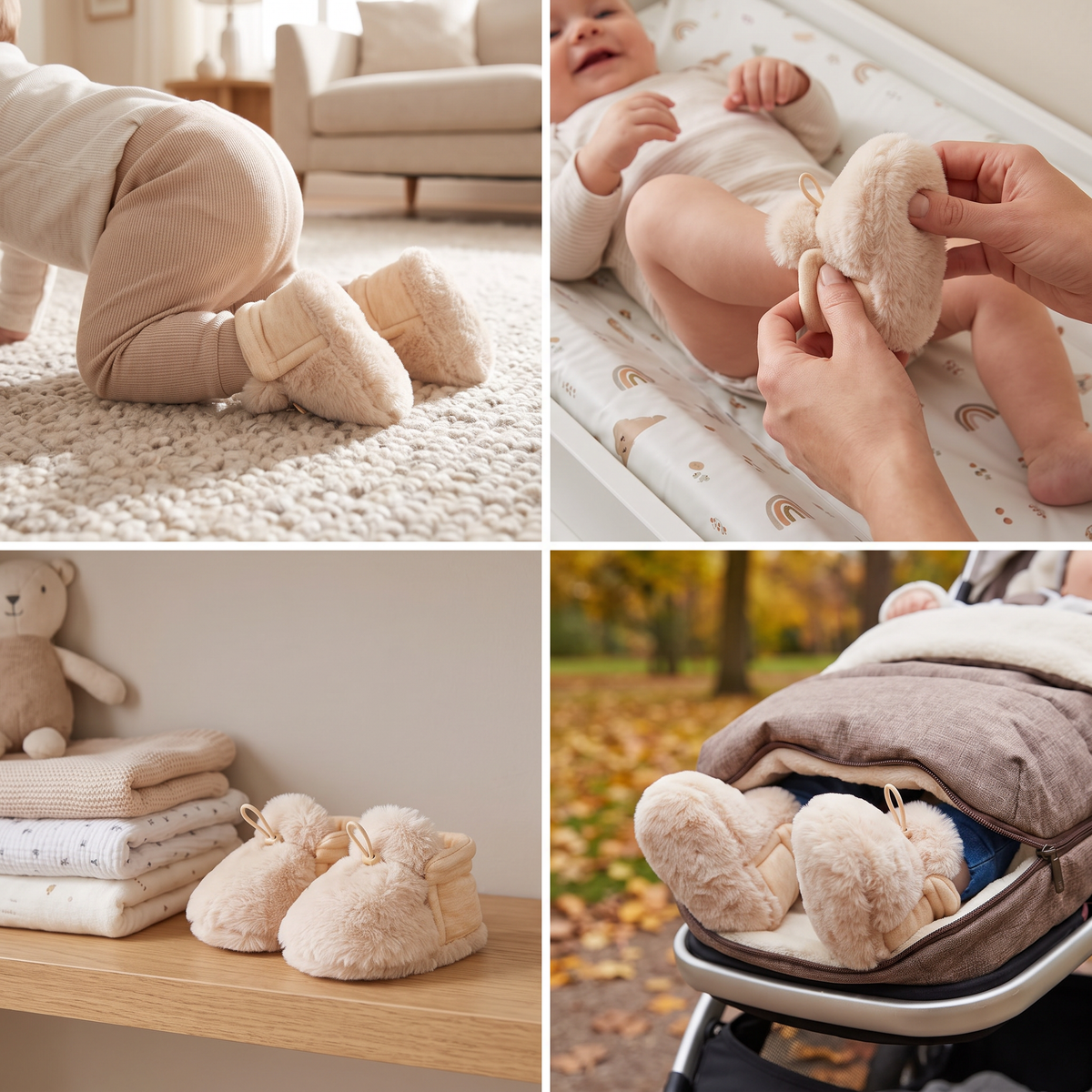 Warme & gemütliche Baby-Booties aus Baumwolle mit Fleecefutter und weichen Sohlen