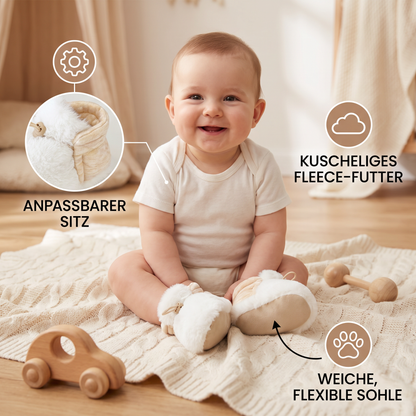 Warme & gemütliche Baby-Booties aus Baumwolle mit Fleecefutter und weichen Sohlen