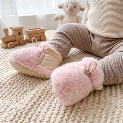 Warme & gemütliche Baby-Booties aus Baumwolle mit Fleecefutter und weichen Sohlen