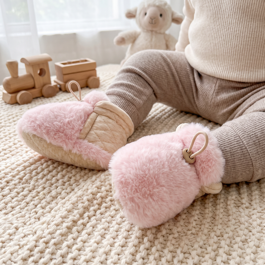 Warme & gemütliche Baby-Booties aus Baumwolle mit Fleecefutter und weichen Sohlen
